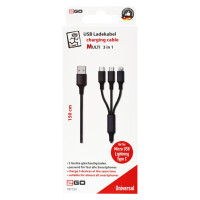 3 in 1 USB Ladekabel f&uuml;r Apple, Android - 1,5m...