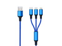 2GO - 3in1 USB Ladekabel blau für Micro-USB, Lightn,...