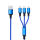 2GO - 3in1 USB Ladekabel blau für Micro-USB, Lightn, USB C 1,5 m