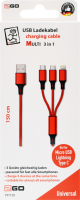 2GO - 3in1 USB Ladekabel rot für Micro-USB, Lightn,...
