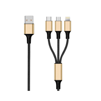 2GO - 3in1 USB Ladekabel gold für Micro-USB, Lightn, US