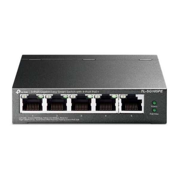 TP-LINK Switch TL-SG105PE 5xGBit 4xPoE+ Unmanaged/Easy Smart Metallgehäuse