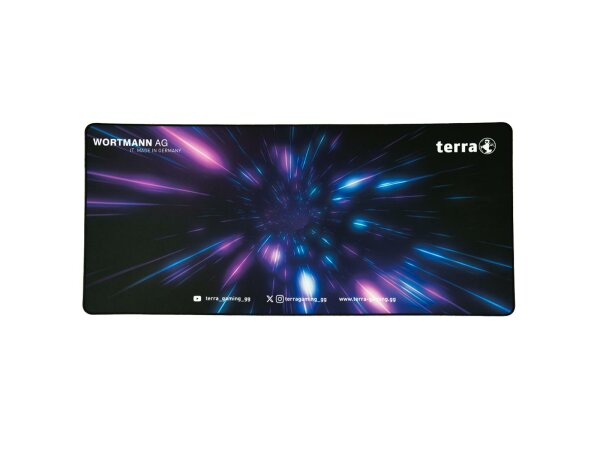 TERRA Mousepad XXL PURE Gaming black/black schwarze Umkettelung, 900 x 400 x 3 mm