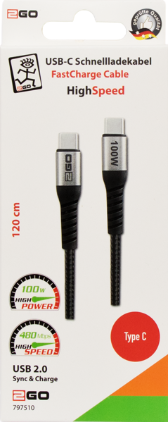 2GO - USB Datenkabel - High Speed - 480MBps - 100W - 120cm