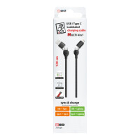 2GO - 4 in 1 USB / Type C Datenkabel schwarz 120cm