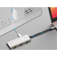 CONCEPTRONIC Dock USB-C->3xUSB-C,3xUSB-A,100WPD 25cm grau