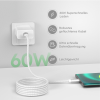 alkaya. - Speed Flex - Datenkabel - Geflochten - USB C+C Wei