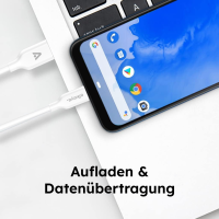 alkaya. - Speed Flex - Datenkabel - Silikon - USB A+C Wei&sz