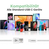 alkaya. - Speed Flex - Datenkabel - Geflochten - USB A+C Wei