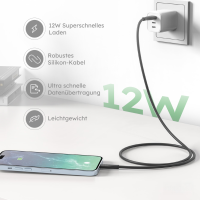 alkaya. - Speed Flex - Datenkabel - Silikon - USB A+L Schwar